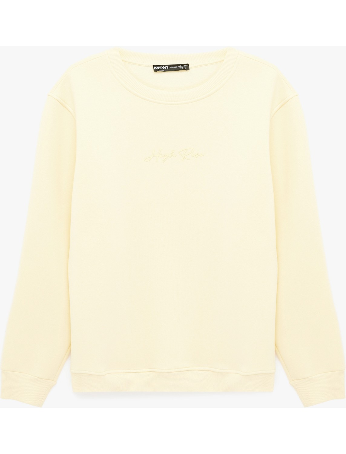 Koton Regular Fit Uzun Kollu Şardonlu Bisiklet Yaka Basic Baskılı Sweatshirt görsel 8