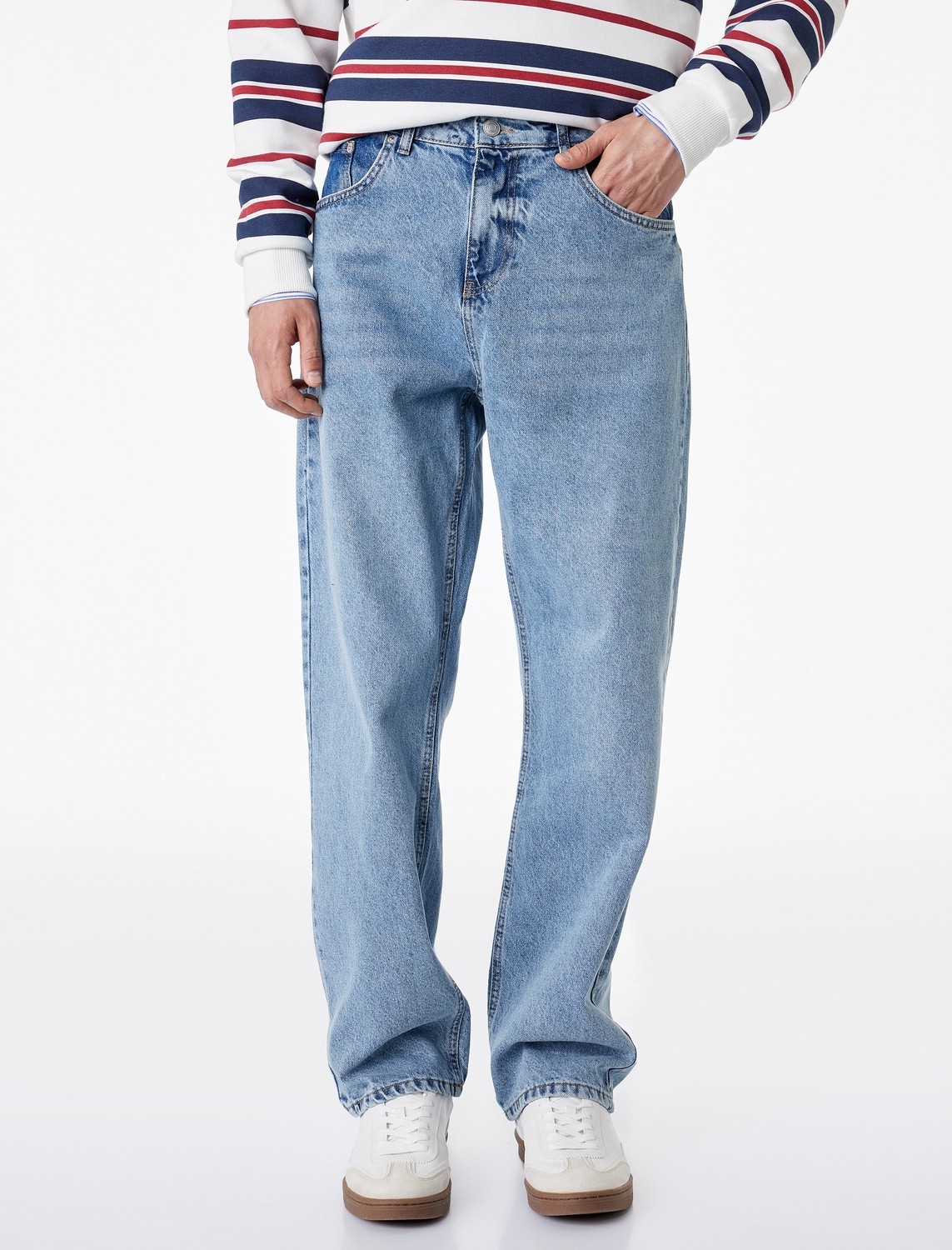 Koton Normal Bel Düz Paça Pamuklu Vintage Straight Fit Jean Pantolon görsel 3