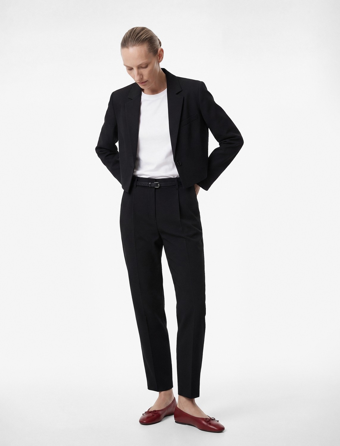 Koton Normal Bel Düz Paça Kemer Detaylı Slim Fit Cigarette Pantolon görsel 6
