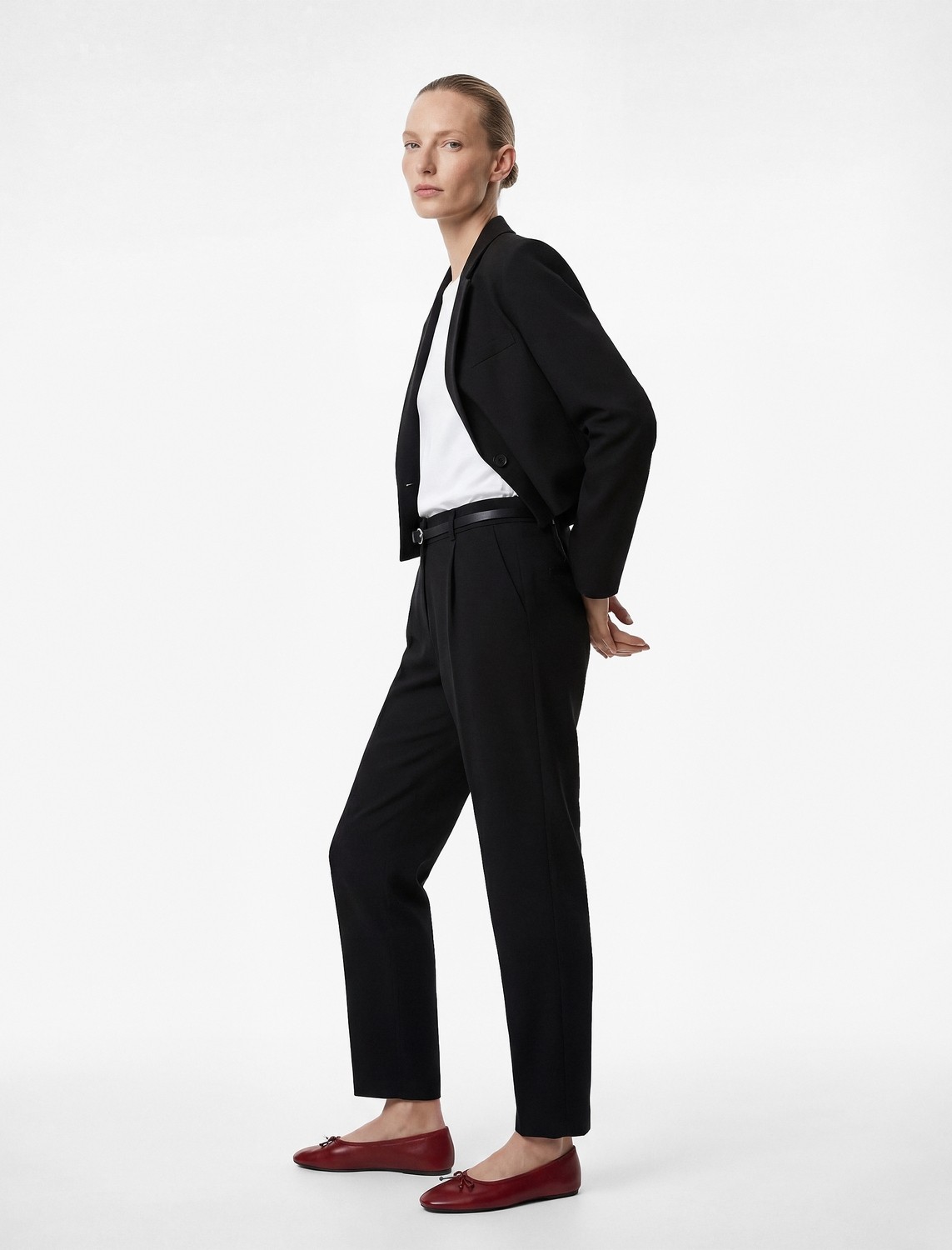 Koton Normal Bel Düz Paça Kemer Detaylı Slim Fit Cigarette Pantolon görsel 7