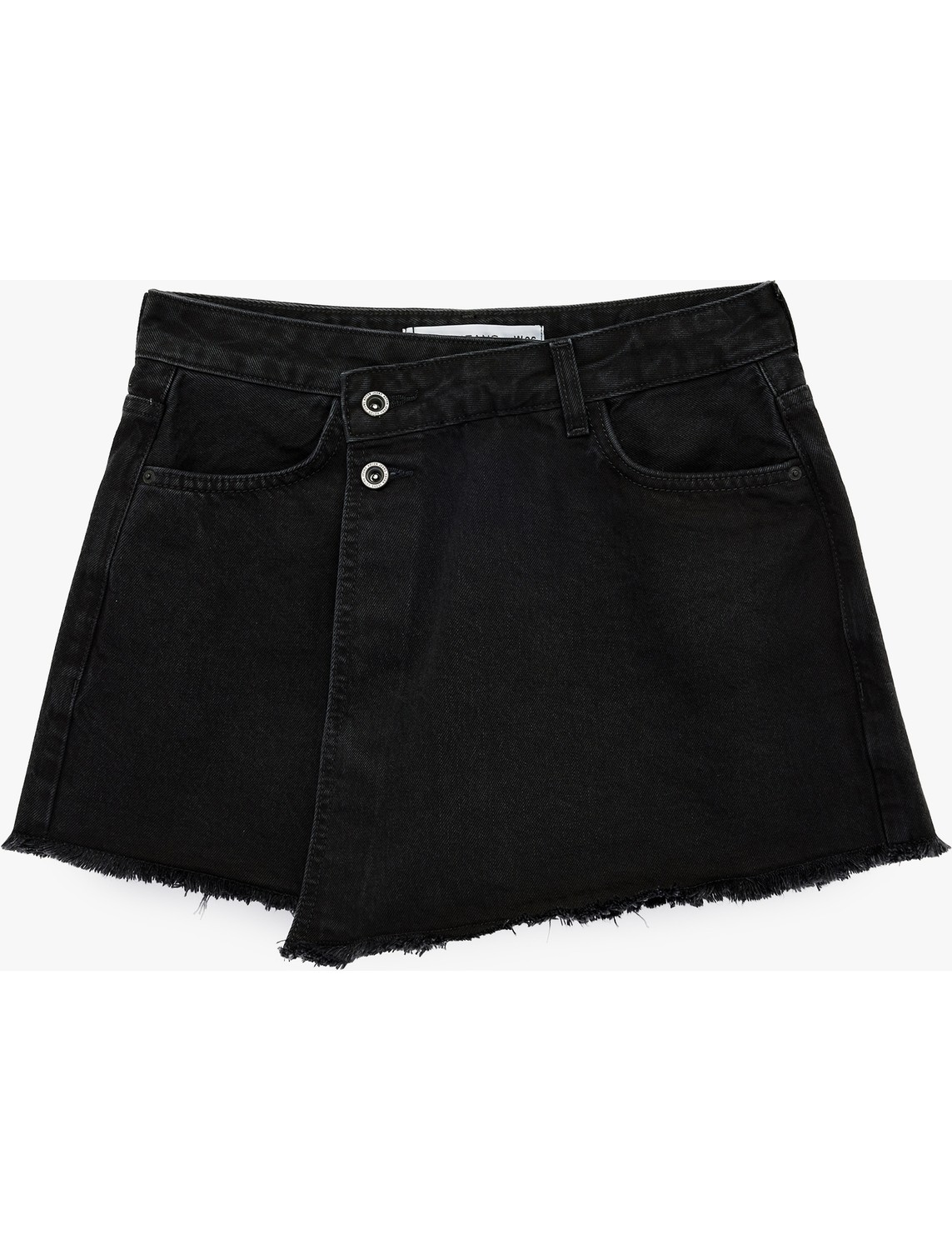 Koton Asimetrik Kesim Düğmeli Rahat Kalıp Pamuklu Denim Mini Şort Etek görsel 7