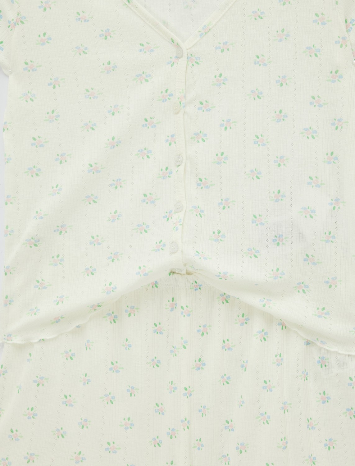 Koton Düğmeli V Yaka Kısa Kollu Desenli Şortlu Pijama Takımı görsel 3
