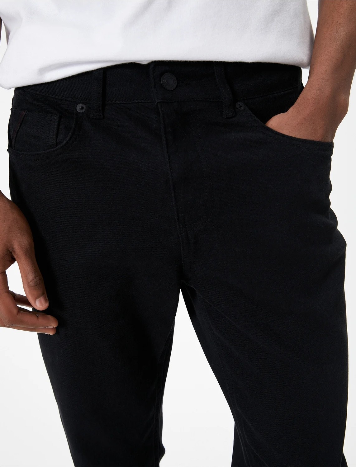 Koton Straight Fit Boru Paça Kot Pantolon - Mark Jean Erkek Rahat Kesim Siyah Renk görsel 5