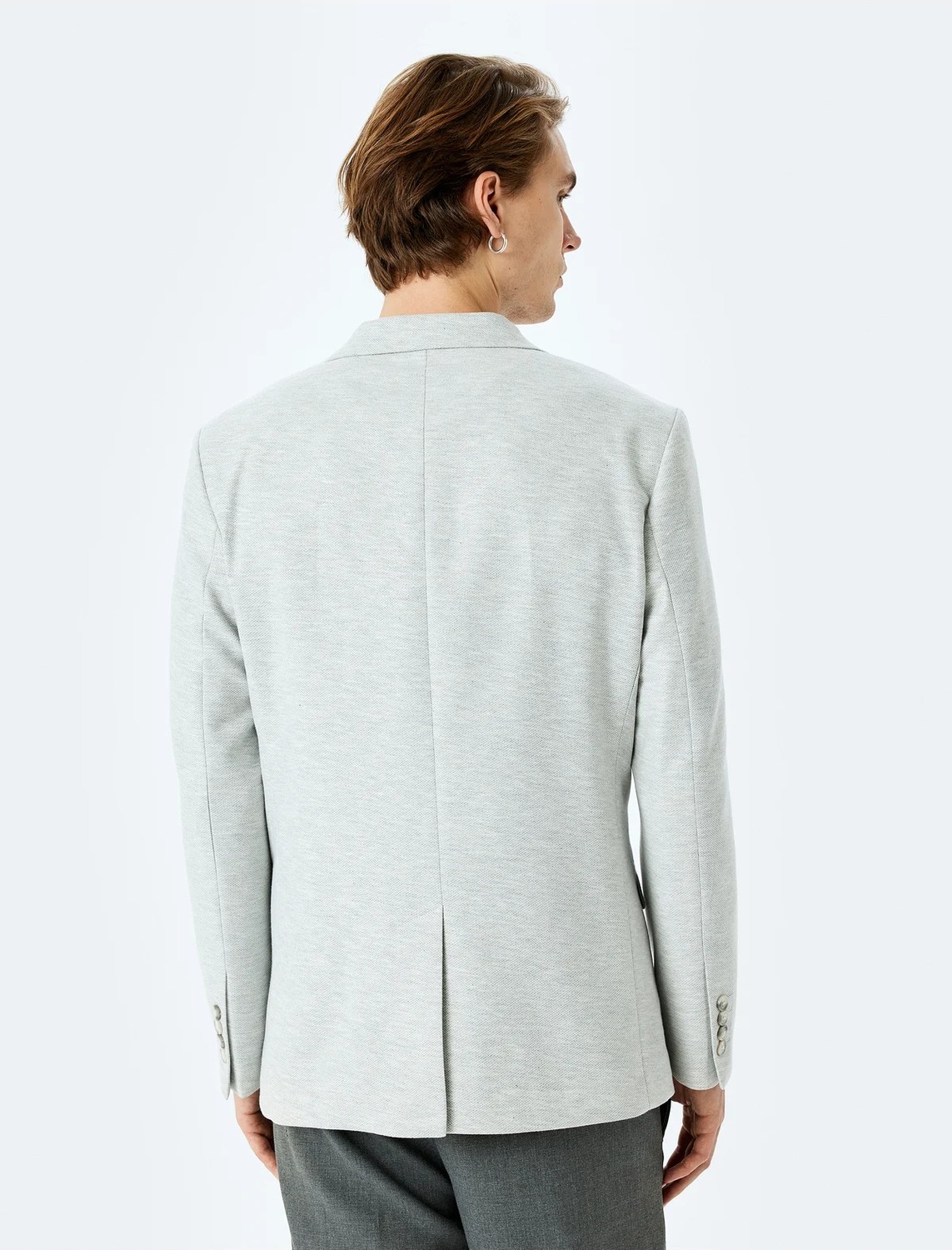 Koton Slim Fit Pamuk Karışımlı Cep Detaylı Mono Yaka Blazer Ceket görsel 4