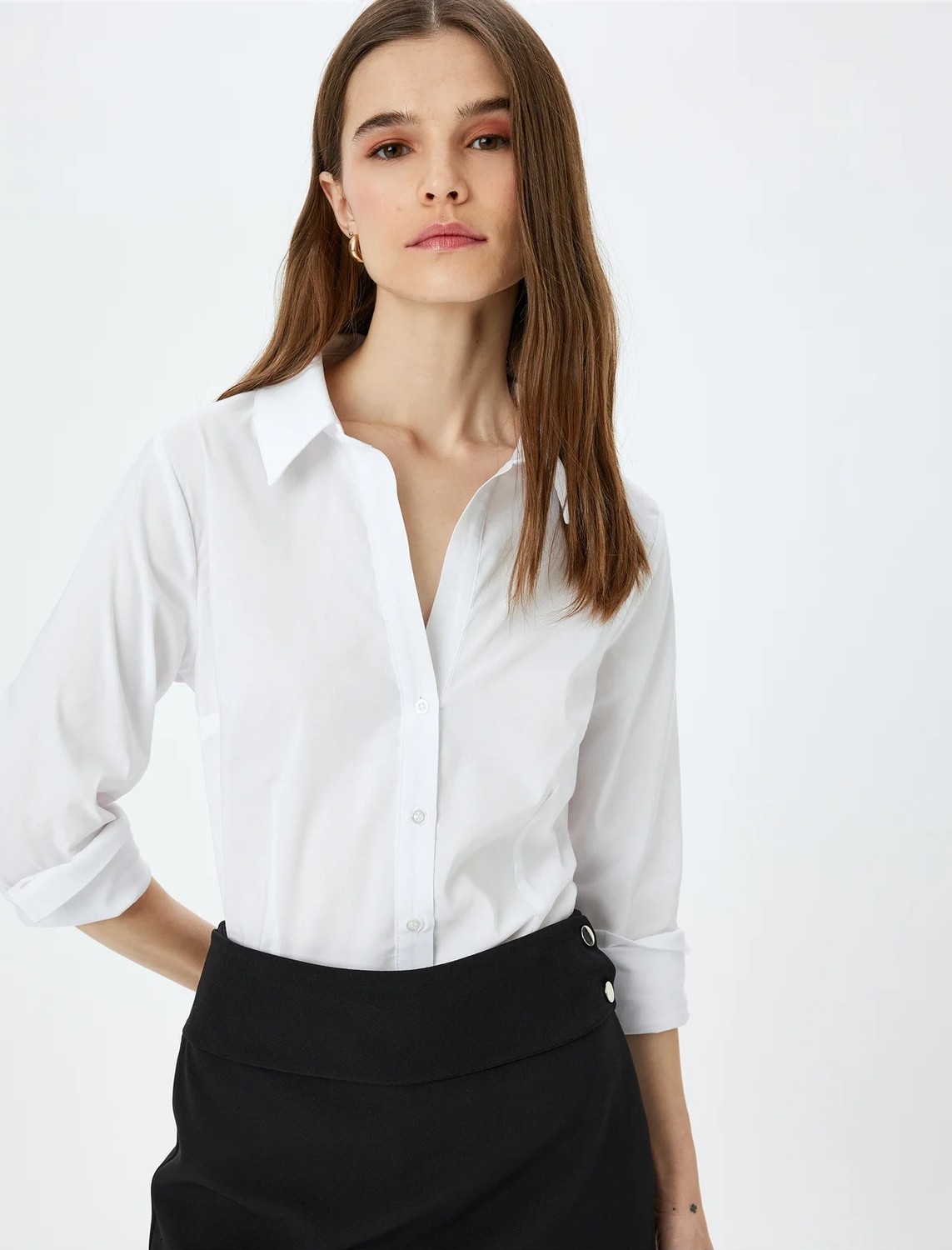 Koton Klasik Yaka Uzun Kollu Slim Fit Gömlek görsel 2