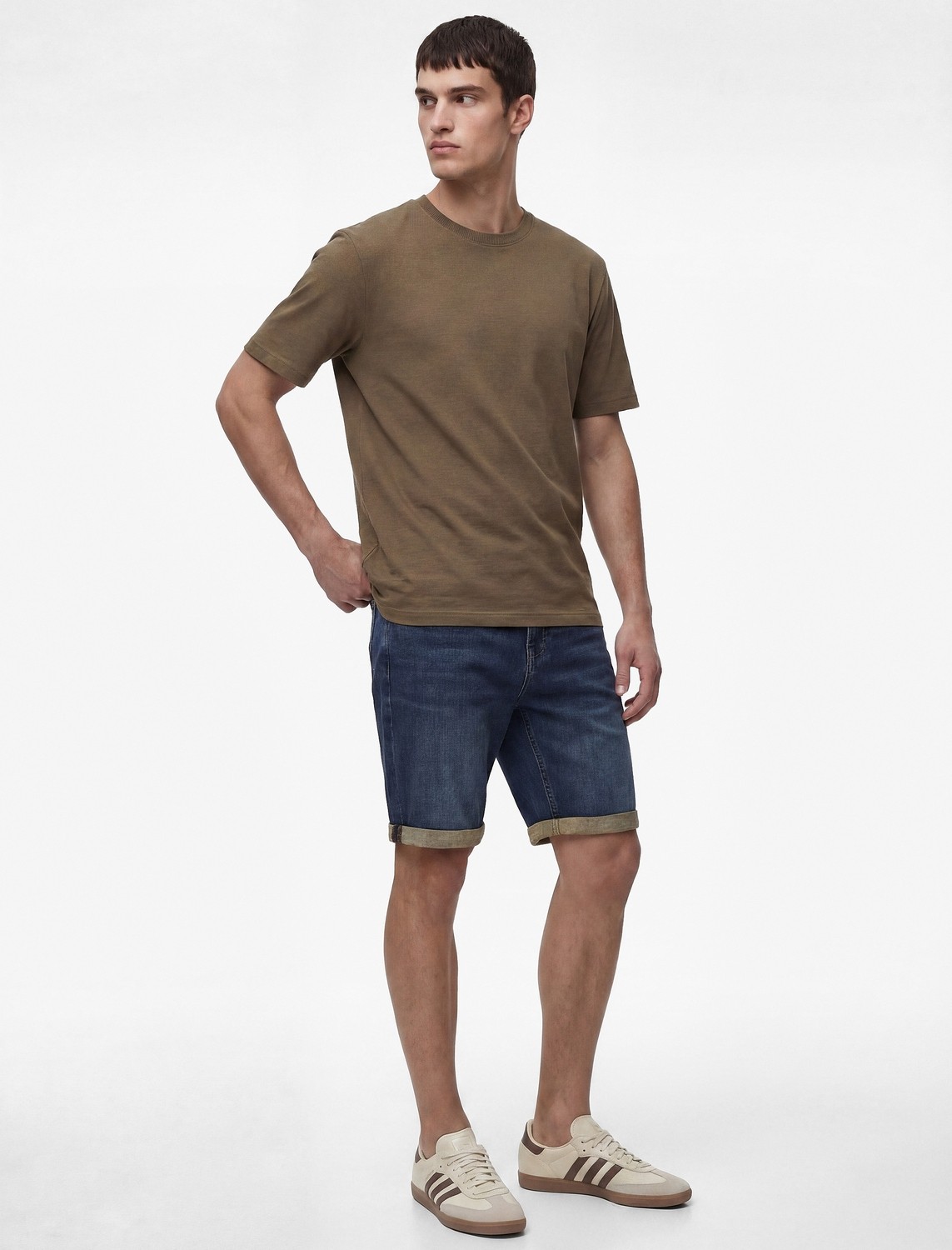 Koton Normal Bel Pamuklu Bermuda Slim Fit Jean Şort görsel 2