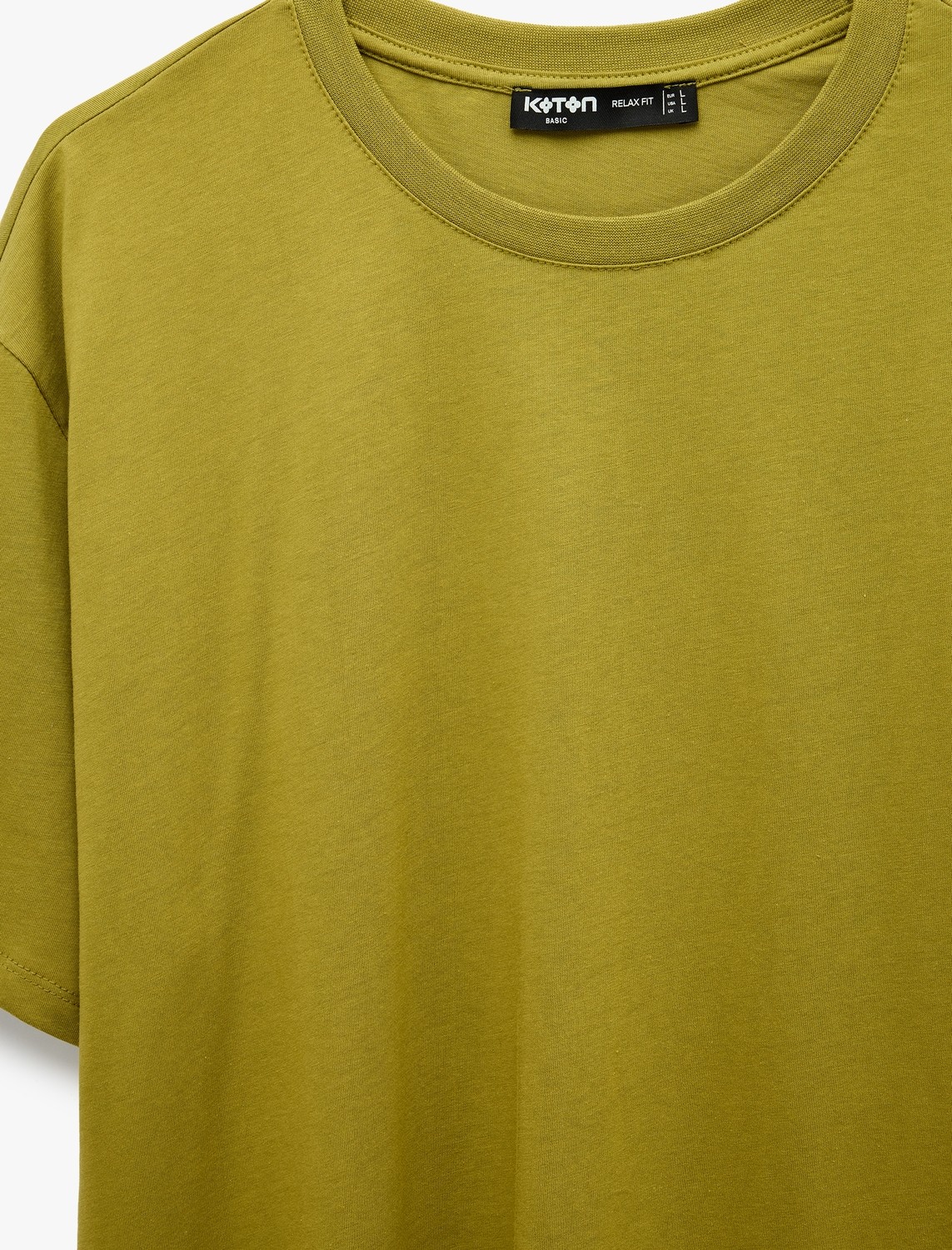 Koton Pamuklu Bisiklet Yaka Kısa Kollu Basic Oversize Tişört görsel 8