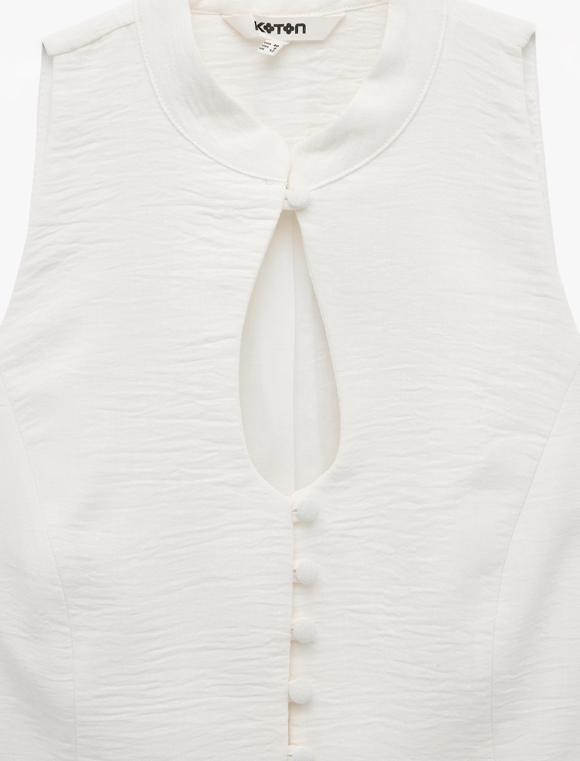 Koton Keten Görünümlü Slim Fit Düğmeli Qipao Dik Yaka Yelek görsel 6