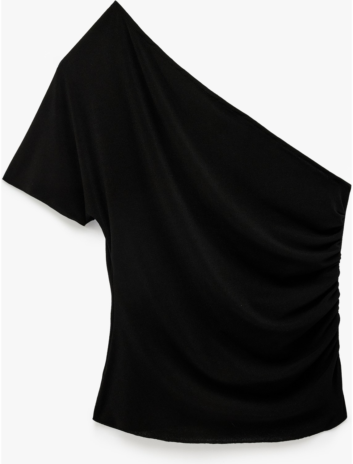 Koton Slim Fit Kısa Kollu Asimetrik Yaka Tek Omuz Bluz görsel 7