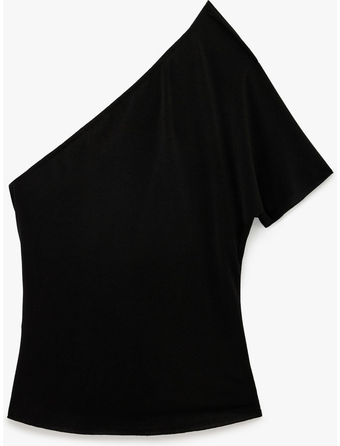 Koton Slim Fit Kısa Kollu Asimetrik Yaka Tek Omuz Bluz görsel 8