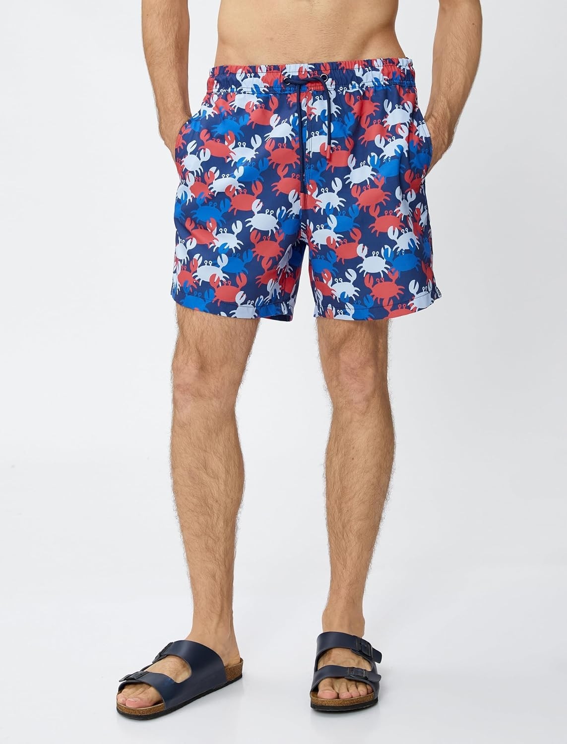 Happy Trend Deniz Şortu Flamingo Baskılı Beli Bağcıklı Cepli görsel 4