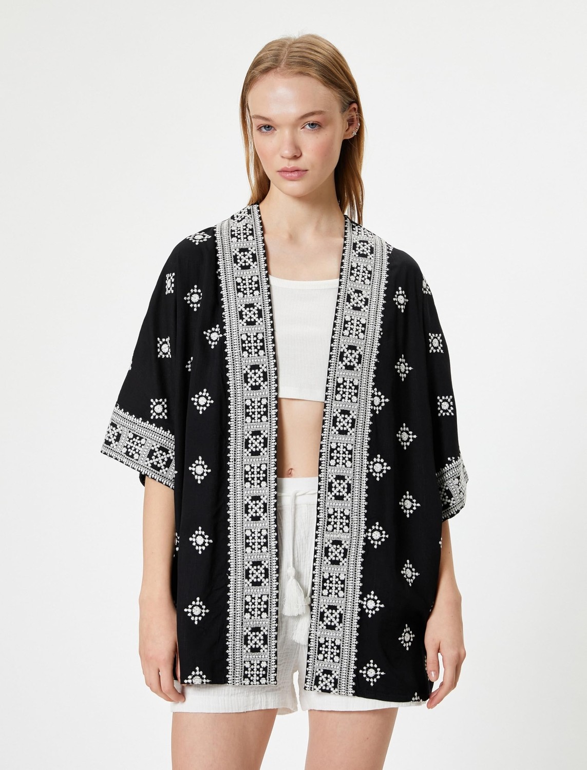 Aesco Koton Viskon Kimono Nakışlı görsel 3