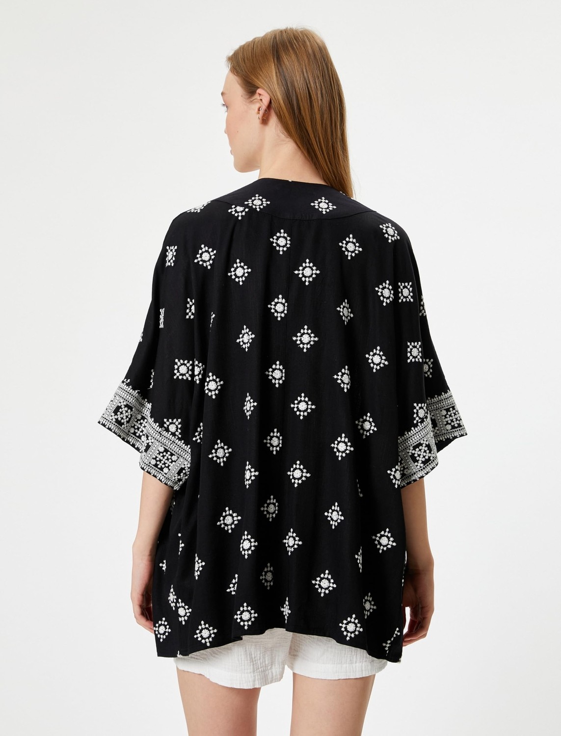 Aesco Koton Viskon Kimono Nakışlı görsel 4