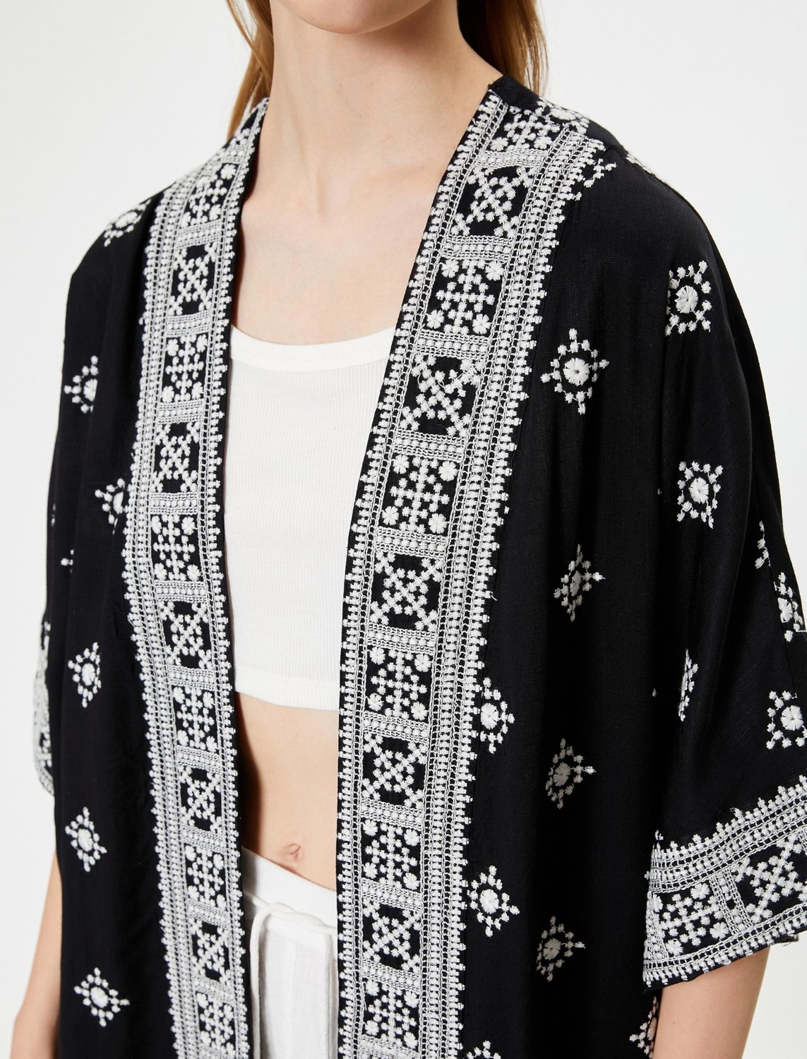 Aesco Koton Viskon Kimono Nakışlı görsel 5
