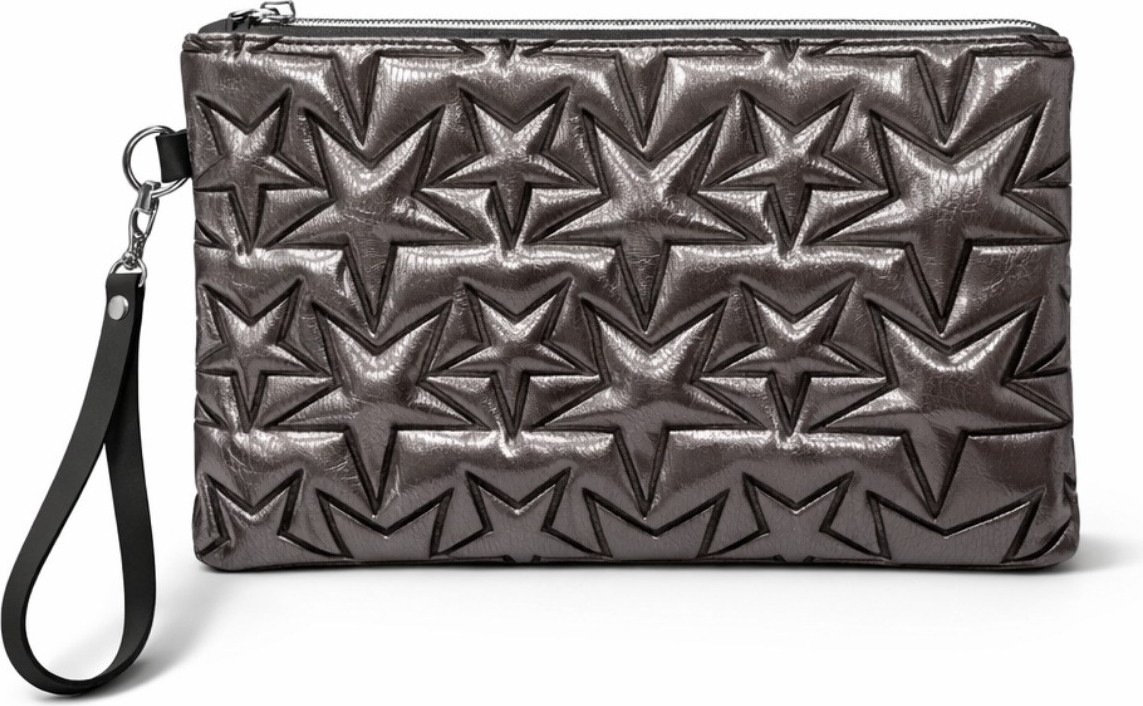 Adelina Bags 2'li Çanta Paketi Yıldız Desenli Portföy El Çantası Bilek Askılı Clutch Çanta görsel 2