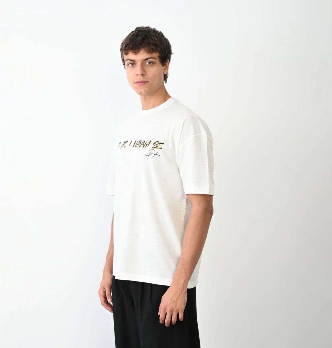 Fantastik Store Erkek Baskılı T-Shirt Kısa Kol Bisiklet Yaka Regular Fit Rahat Kalıp Günlük Tişört- Beyaz görsel 2