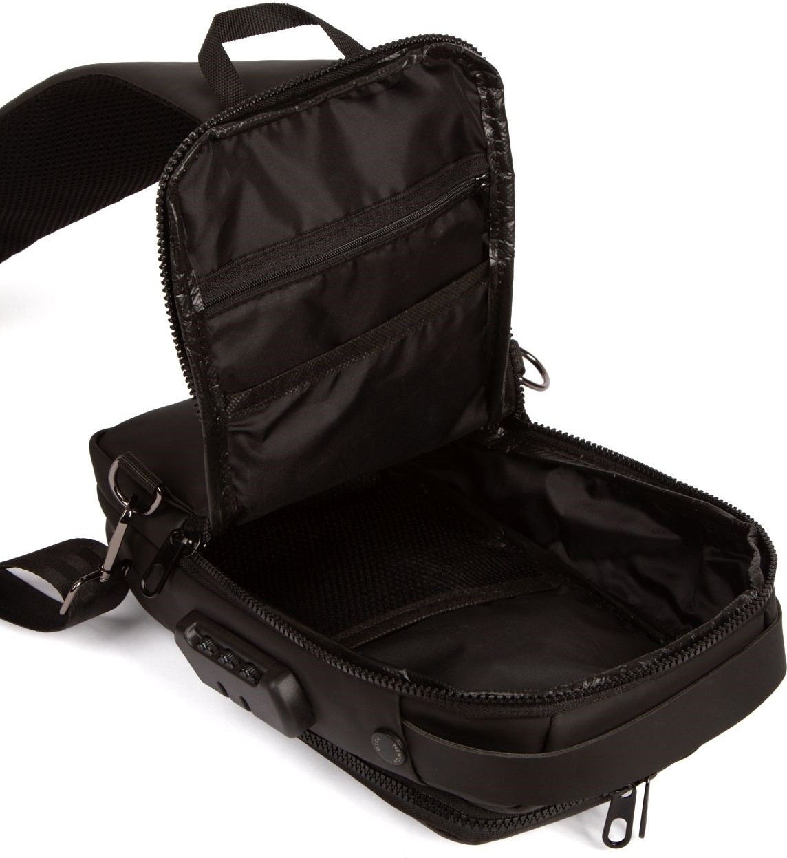 Adelina Bags Hırsızlık Önleyici Şifreli Kilitli USB Girişli Göğüs Omuz Çantası Body Bag görsel 4
