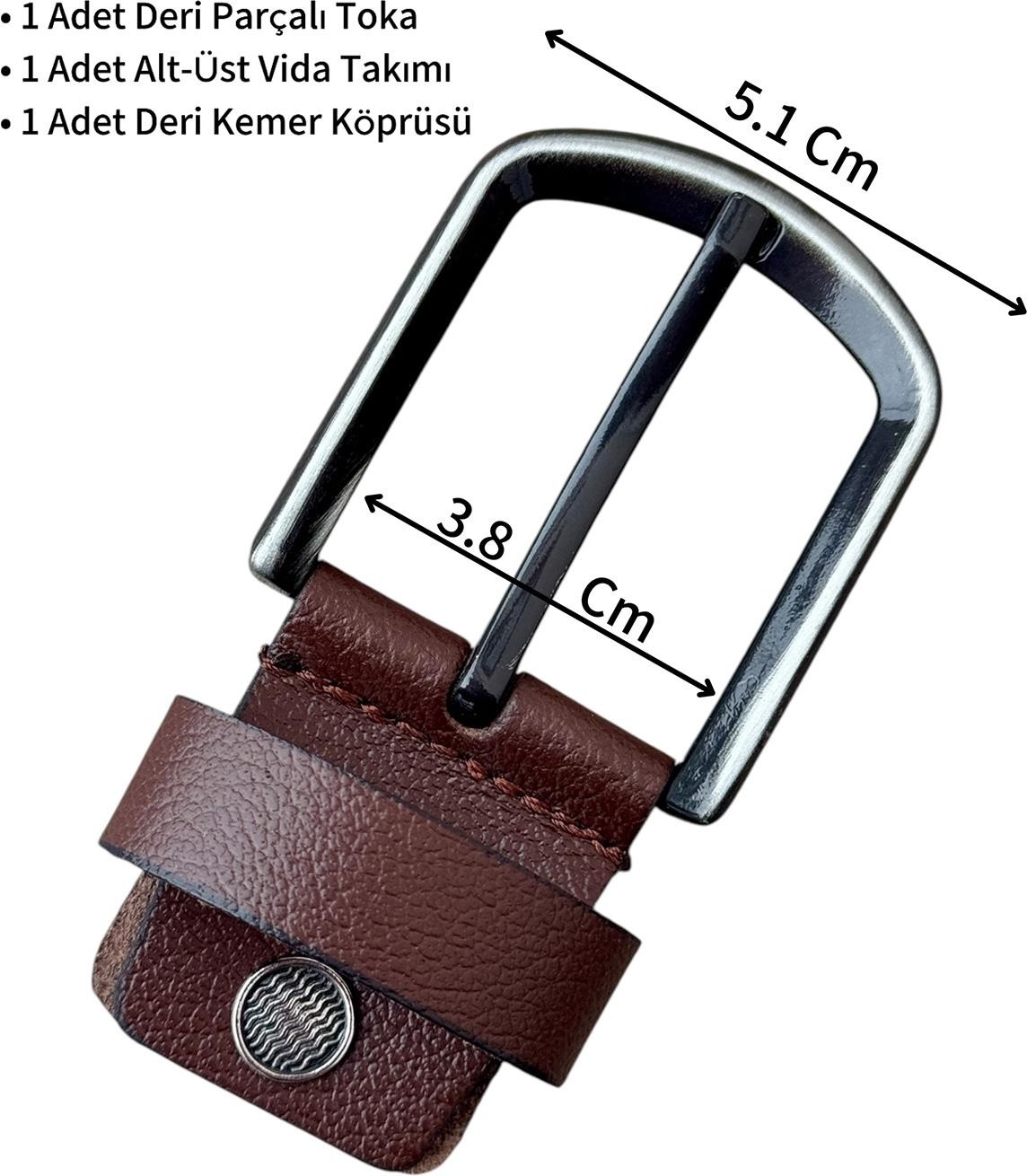 Süzer Deri Kahverengi 4 cm. Yedek Kemer Tokası Hakiki Deri Vidalı görsel 2