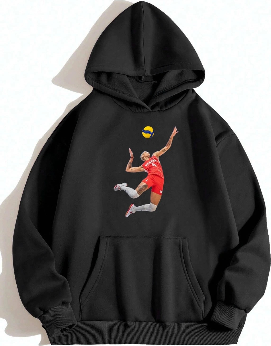 Tarzsokak Unisex Filenin Sultanları Voleybol Vargas Baskılı Oversize Sweatshirt Siyah