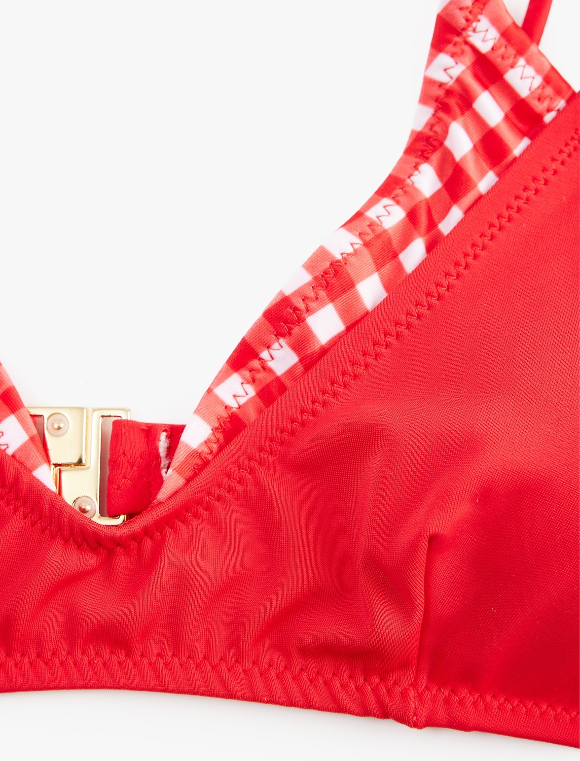 Koton x Sibil Çetinkaya - Katmanlı Pötikareli Halter Yaka Bikini Üstü görsel 3