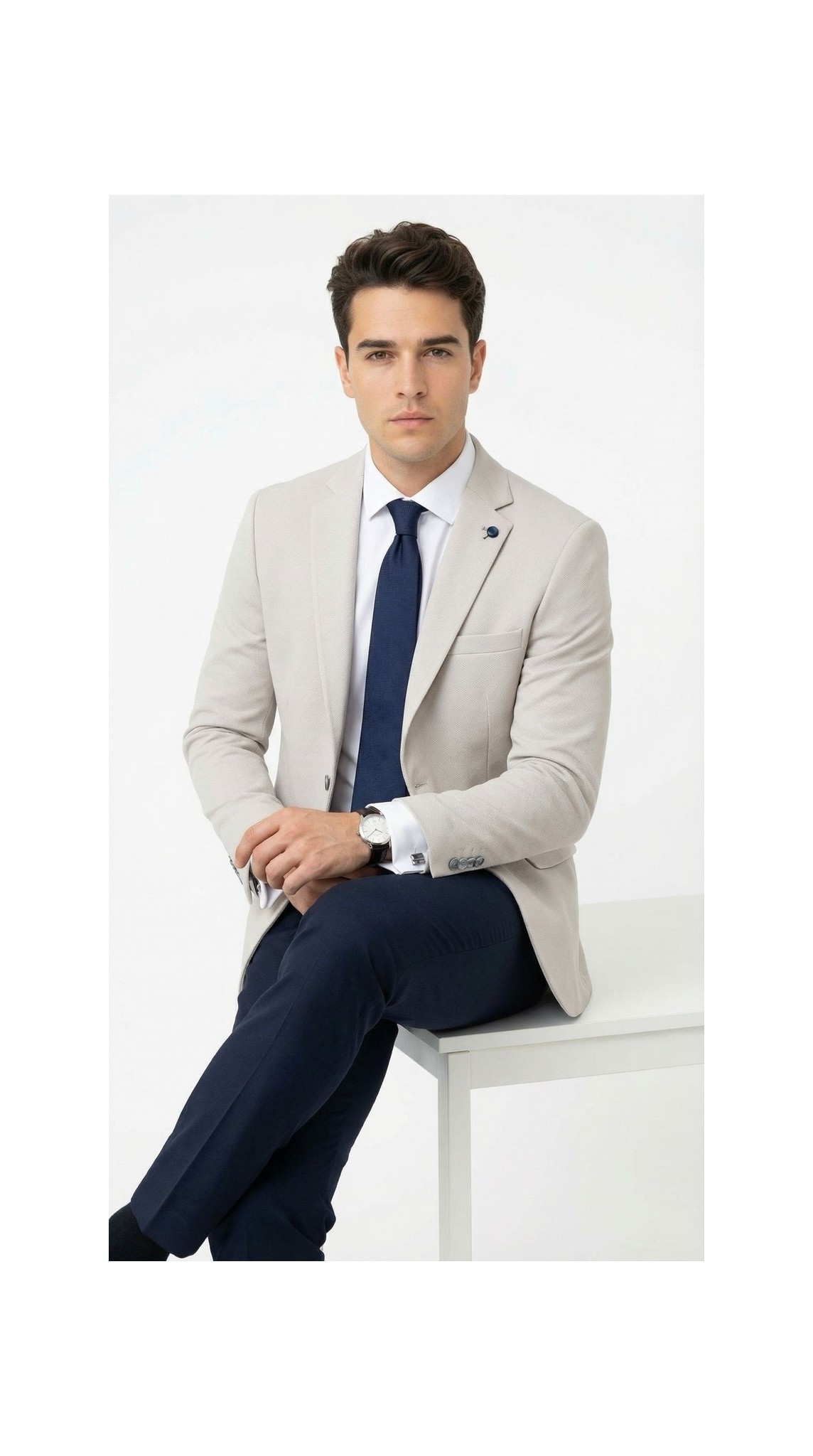 Plus Scorpion Taş Rengi Slim Fit Erkek Blazer Ceket, Modern Ofis & Davet Stili görsel 2