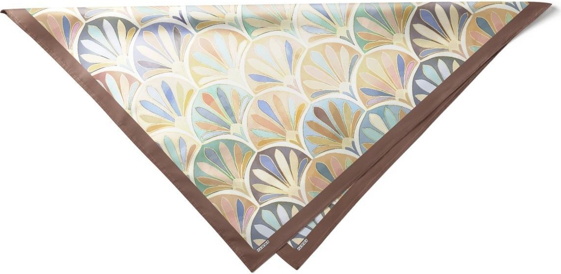 Hawwa Pastel Yelpaze Desenli Saten Fular görsel 7