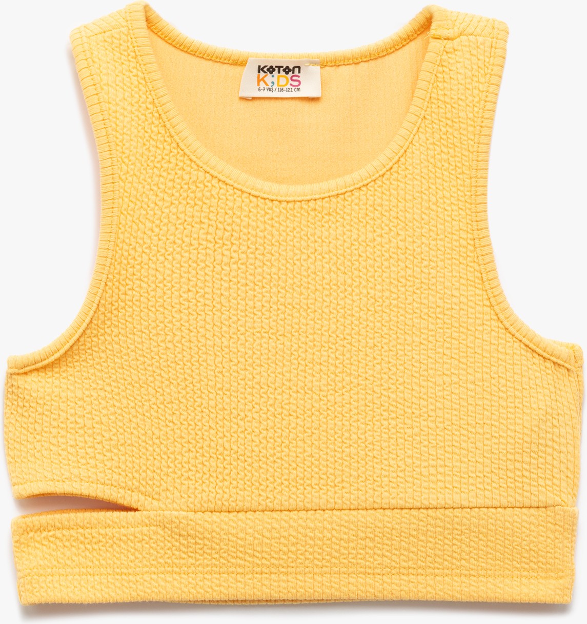 Koton Pencere Detaylı Slim Fit Bürümcük Kolsuz Bisiklet Yaka Crop Atlet