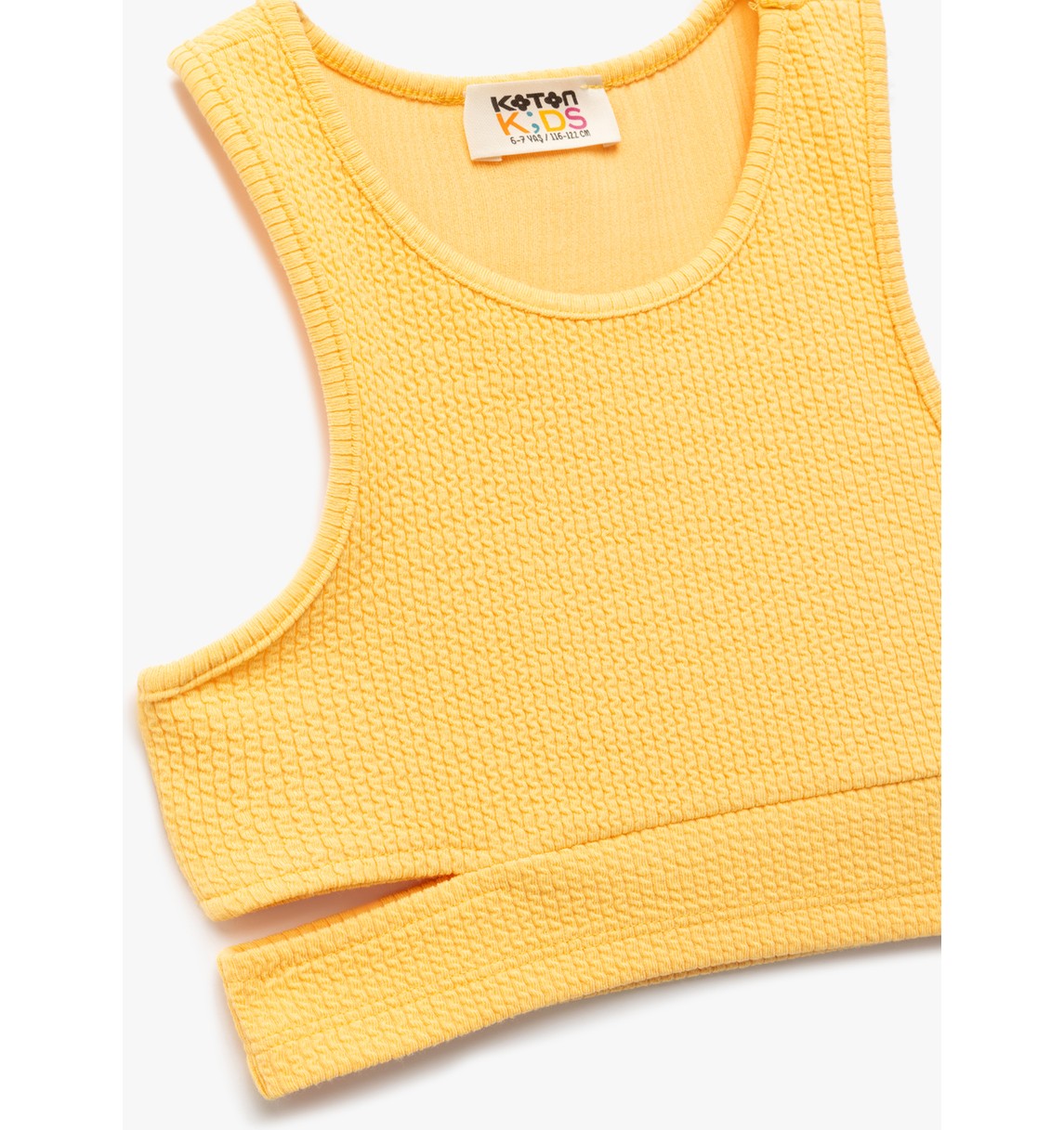 Koton Pencere Detaylı Slim Fit Bürümcük Kolsuz Bisiklet Yaka Crop Atlet görsel 3