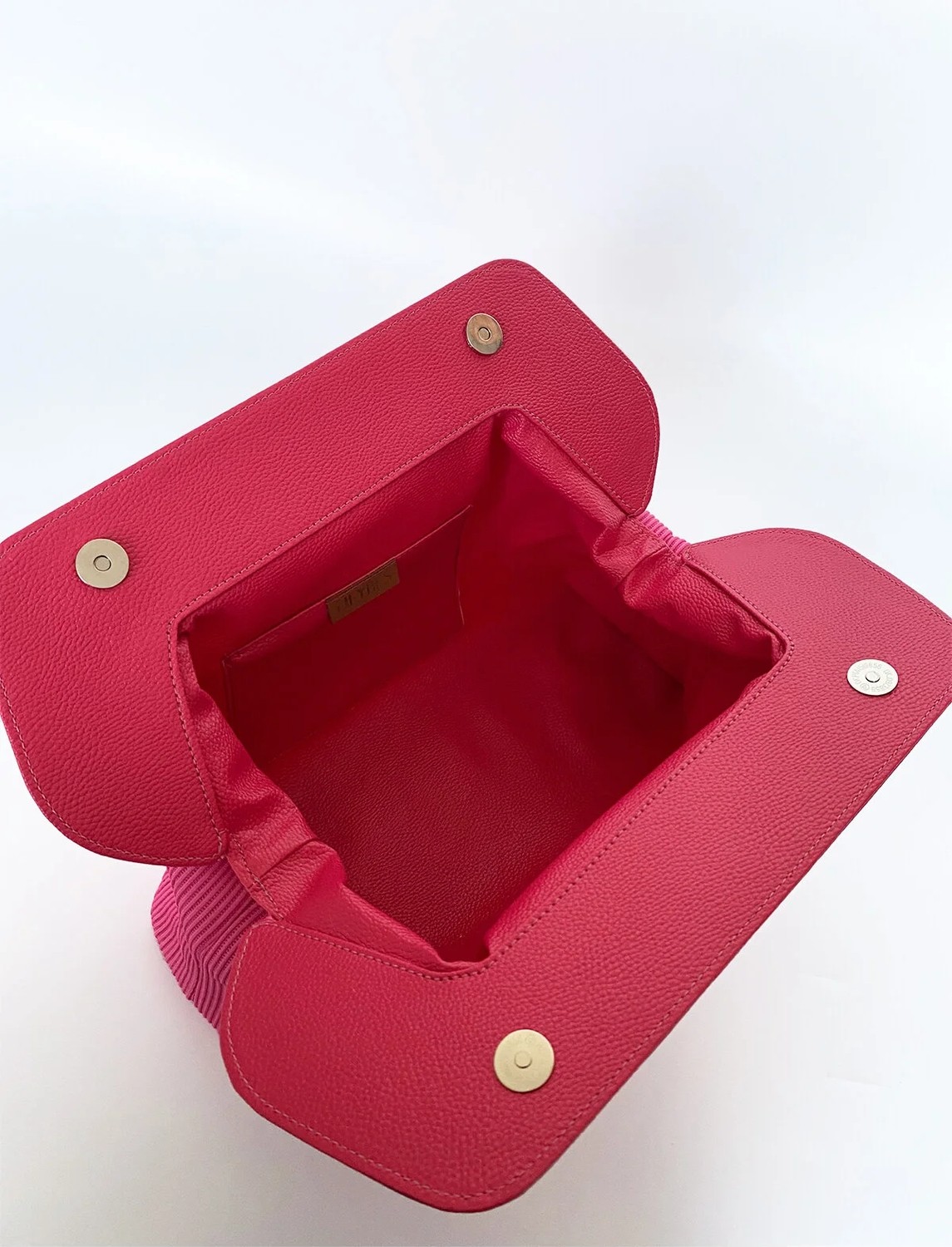 Heybes Kadın Pembe Fitilli Geniş Clutch El Çantası görsel 4