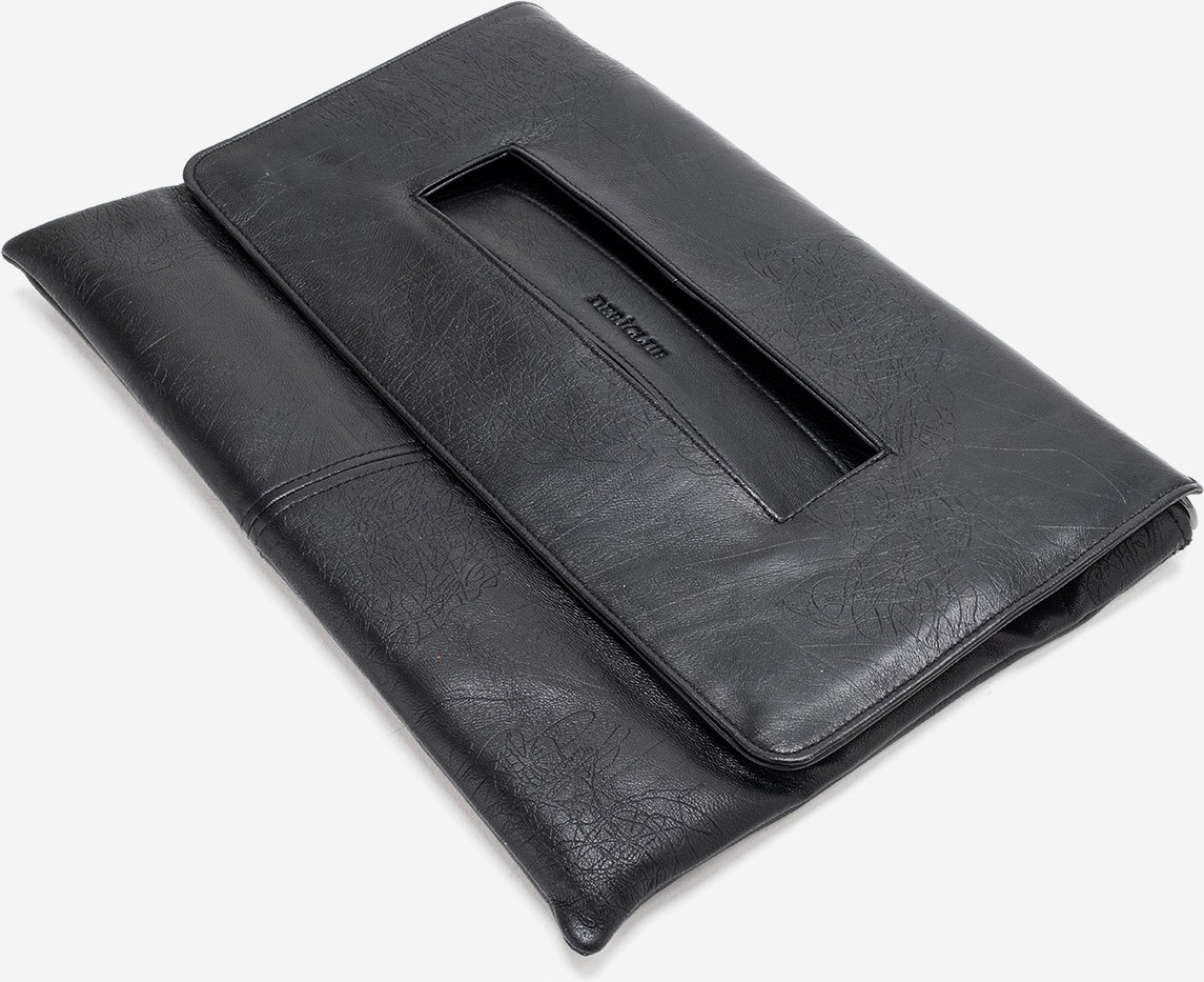 Dericlub Clara Kadın Geniş Clutch Çanta Gerçek Deri Siyah görsel 4