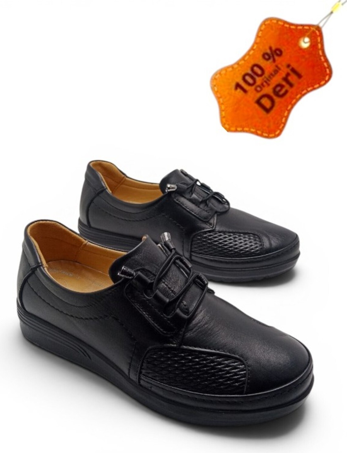 Magic Shoes Kadın Lastik Bağçıklı Tamamen Hakiki Deri Comfort Tam Ortopedik Anne Ayakkabısı