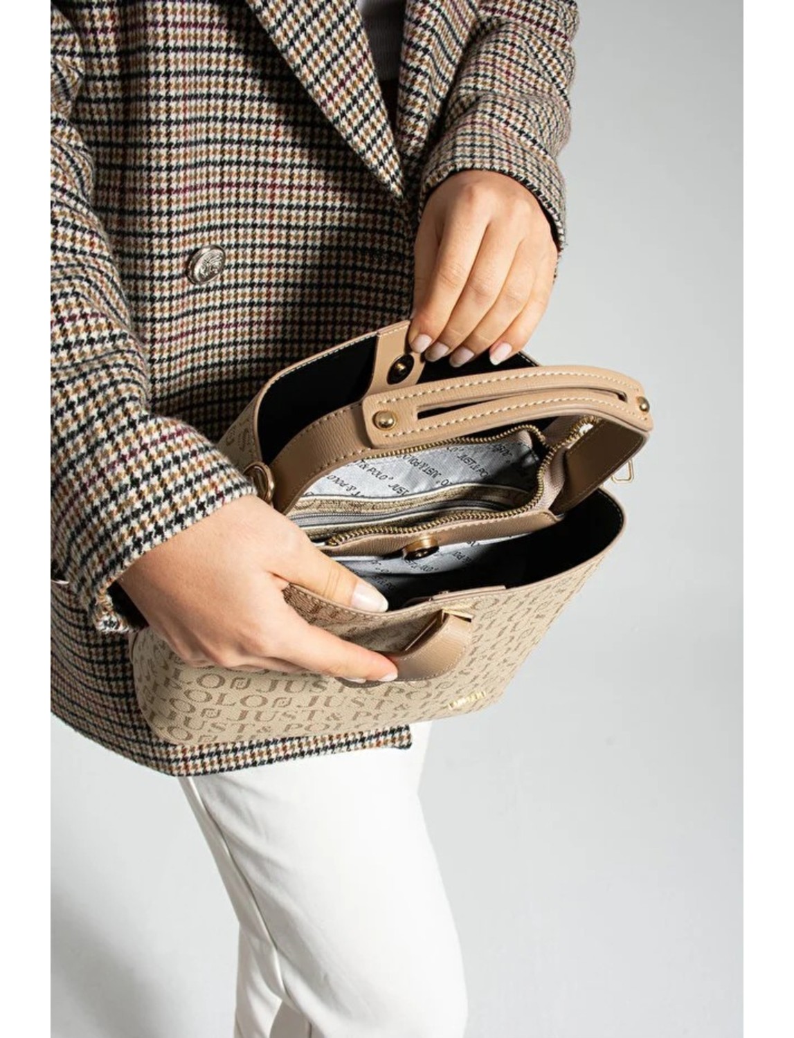 Just Polo Kadın Orijinal Just Polo 4 Bölmeli Lüks El & Omuz Çantası Shoulder Bag Ebat: 25X25 cm görsel 6
