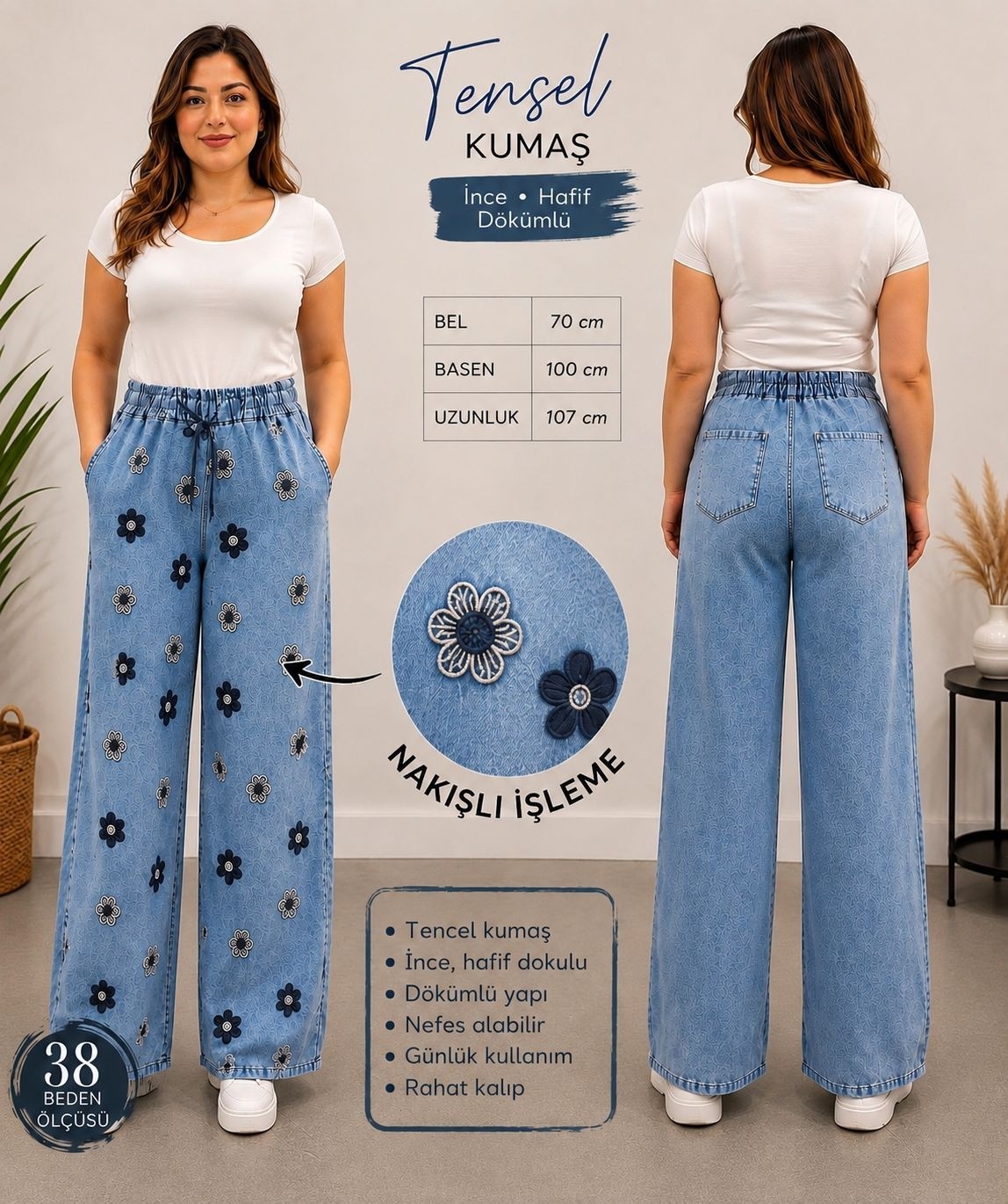 Ferz Büyük Beden Kadın Pantolon görsel 2