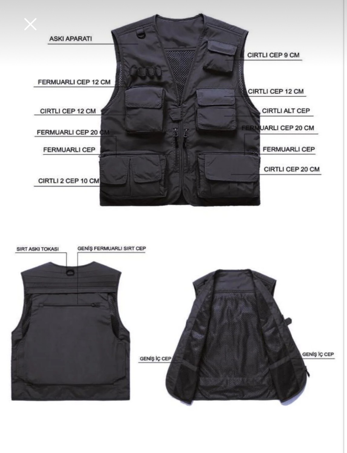 Moda Zengel Modazengel Taktik Çok Cepli Avcı ve Balıkçı Yeleği(Kalıp Dardır Lütfen Üst Beden Sipariş Ediniz) görsel 4