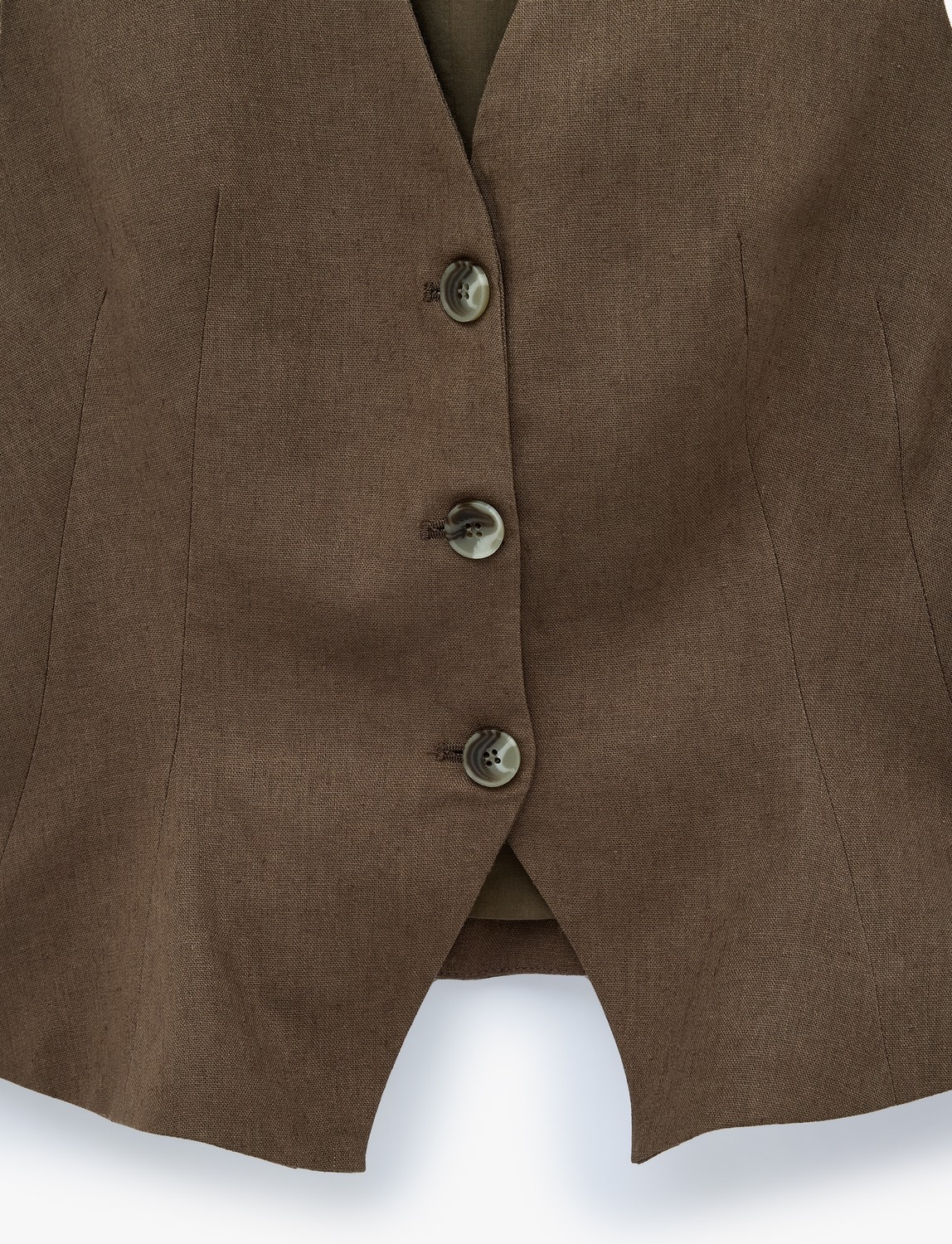 Koton Keten Karışımlı Slim Fit Düğmeli V Yaka Yelek görsel 4