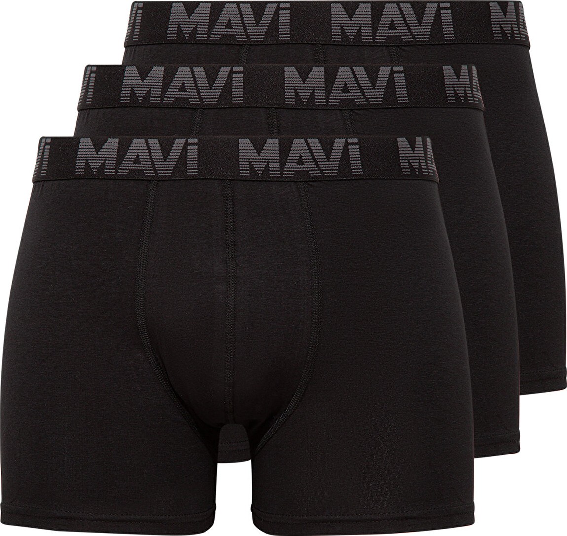 Mavi 3lü Siyah Basic Boxer 0911504-900