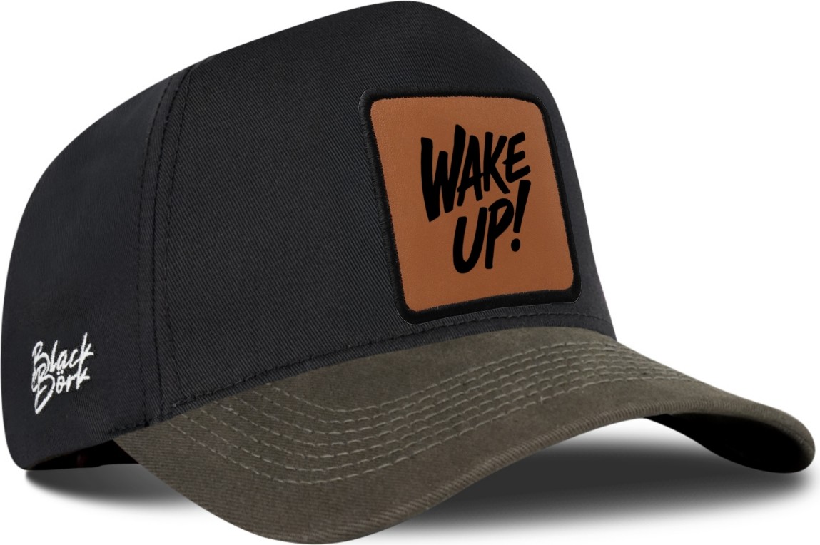 BlackBörk Wake Up Logolu Haki-Siyah Beyzbol Şapka
