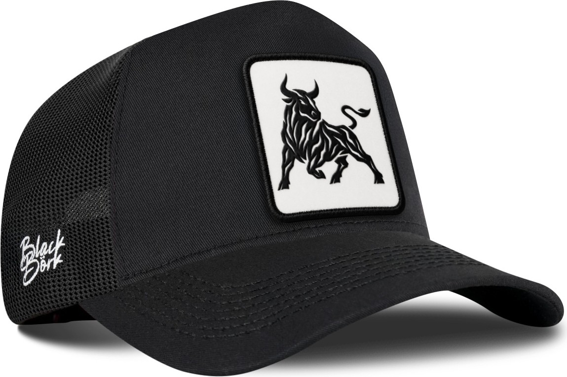 BlackBörk Boğa Logolu Siyah Trucker Şapka