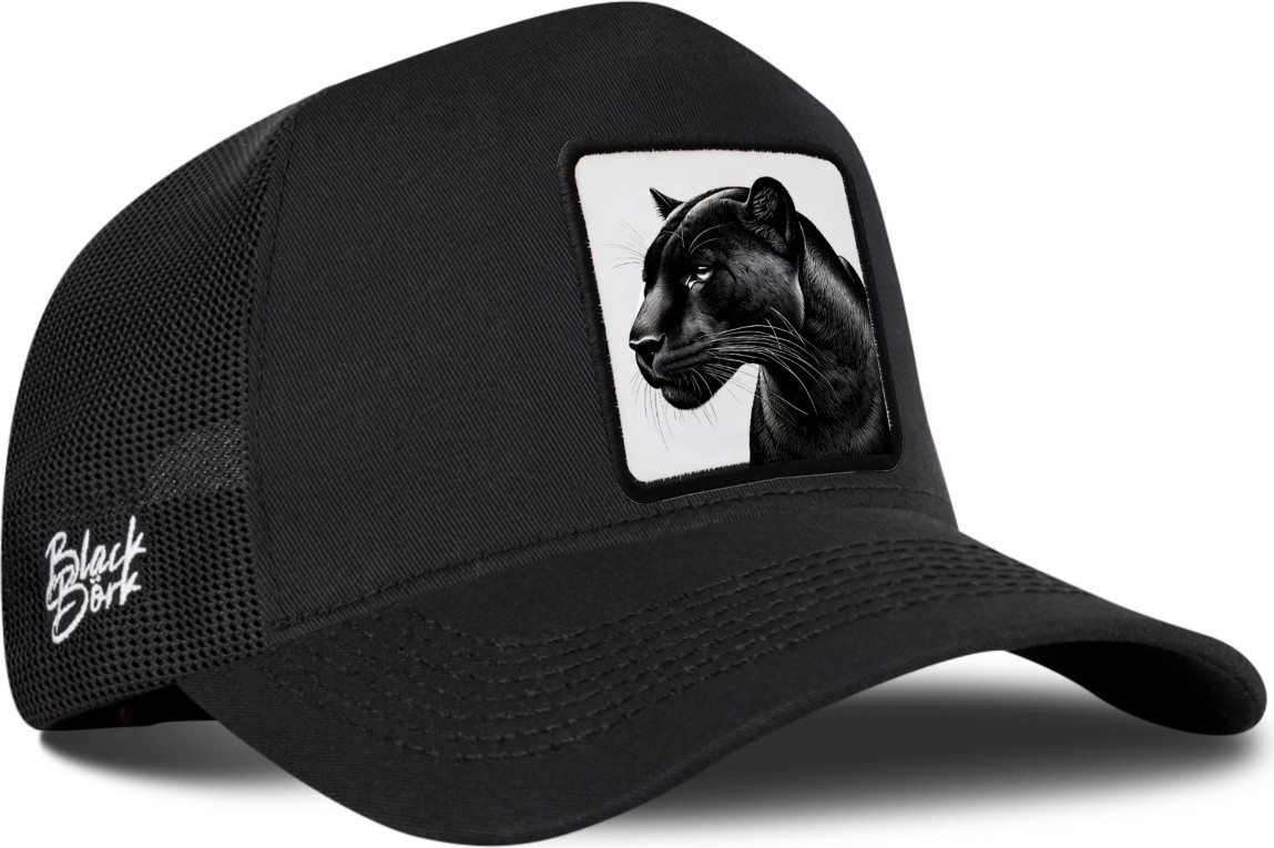 BlackBörk Panter Logolu Siyah Trucker Şapka