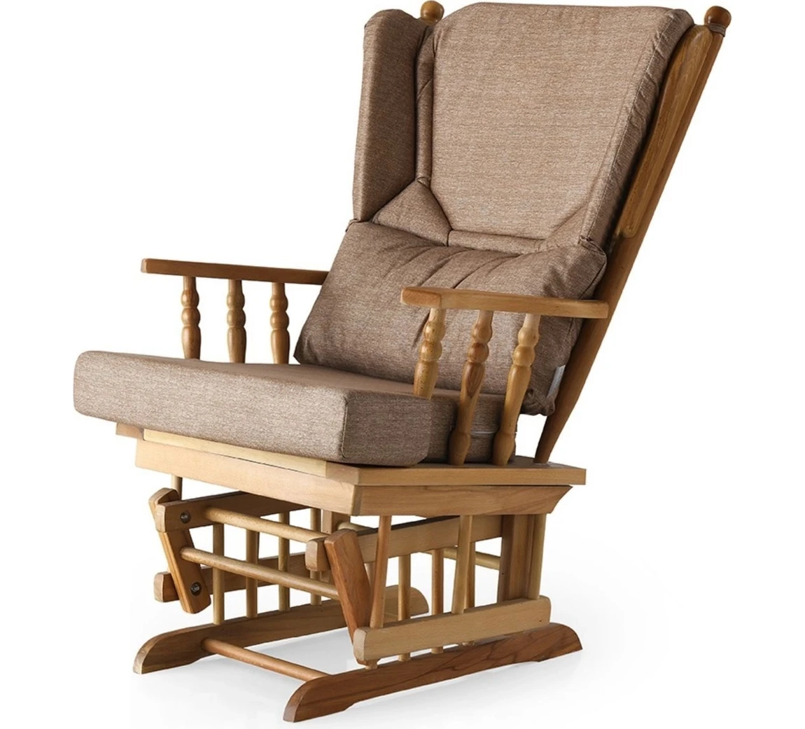 Resim Bonita Baba, Emzirme Koltuğu Sessiz Rulmanlı Konfor, Doğal Kayın Ahşap Tv Koltuğu 