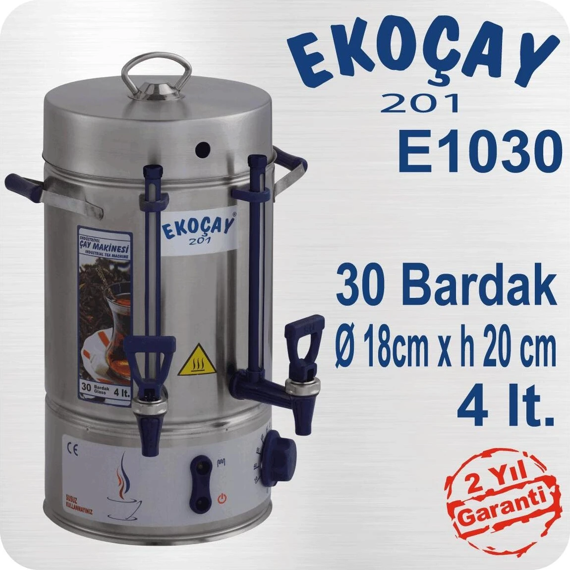 Resim Allians Yüksek Kapasiteli Elektrikli Çay Makinesi, 30 Bardaklı Semaver Tasarımı 