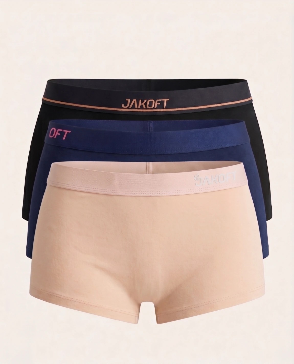 Jakoft Classic Pamuklu Kadın Boxer 3'lü Paket Ten - Lacivert - Siyah