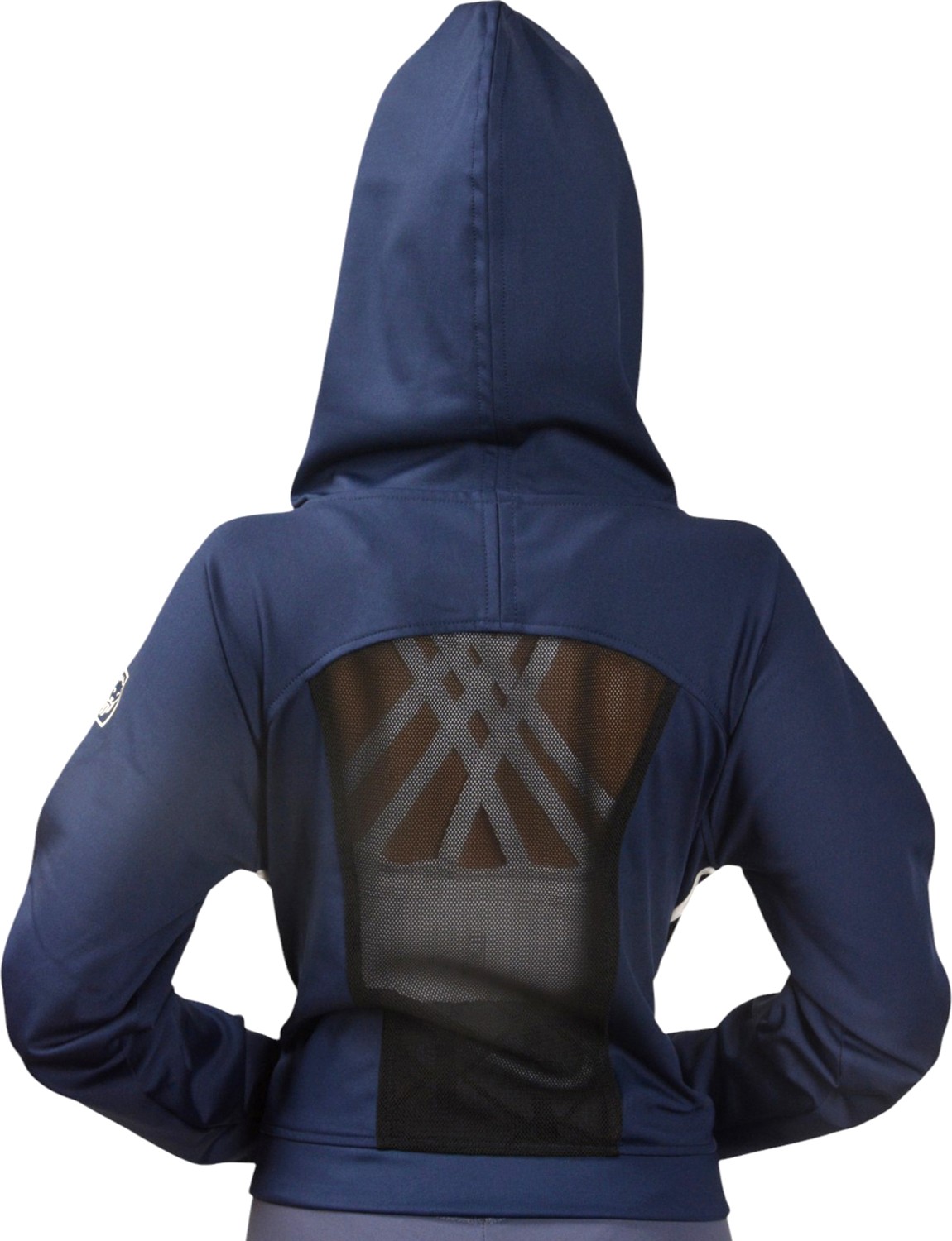 Lioness Activewear Lacivert Kadın Crop Sweatshirt Fermuarlı Sırt Dekolteli Kapüşonlu Eşofman Üstü görsel 4