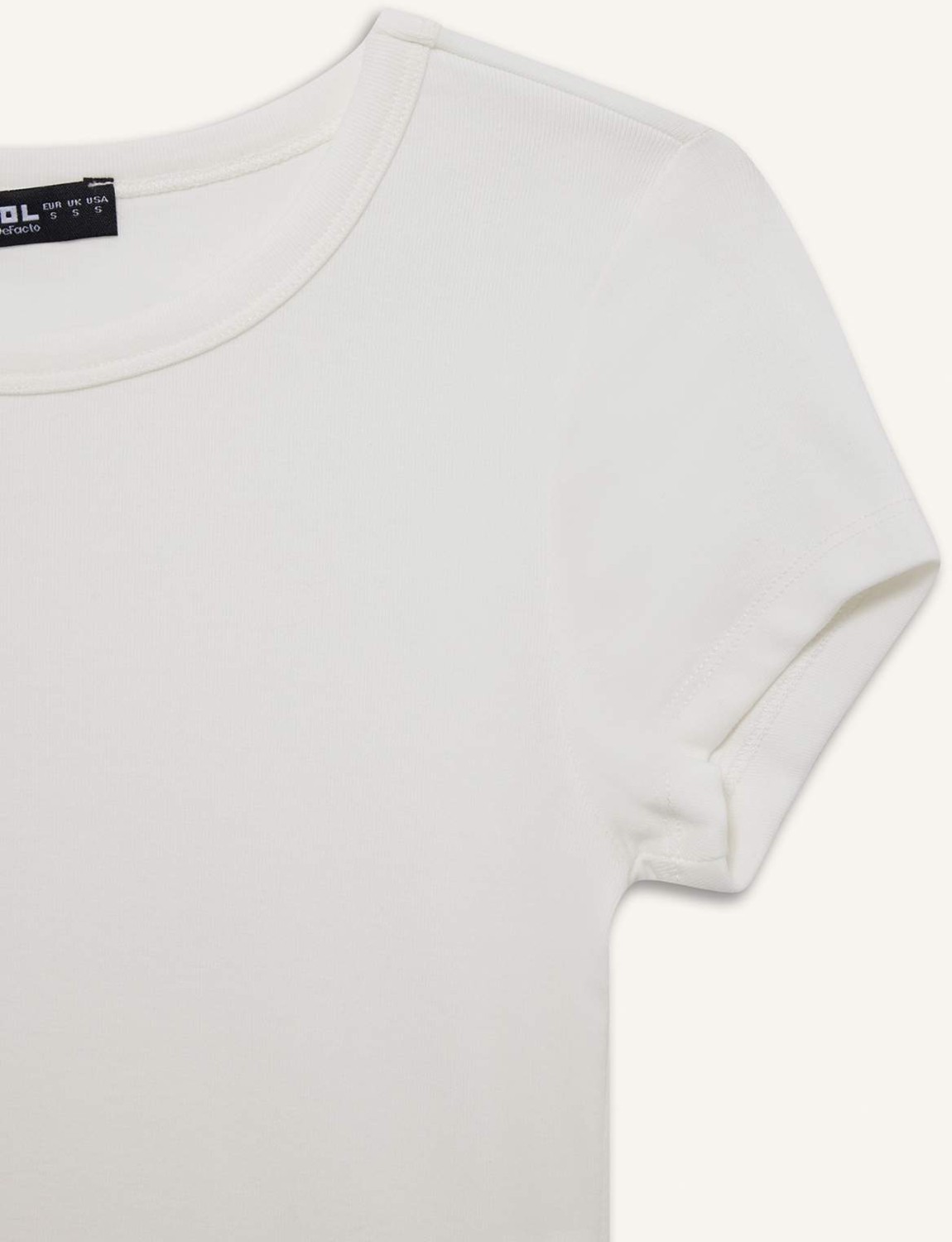 DeFacto Fitted Bisiklet Yaka Ribana Kısa Kollu Basic Tişört E0288AX25AU görsel 8