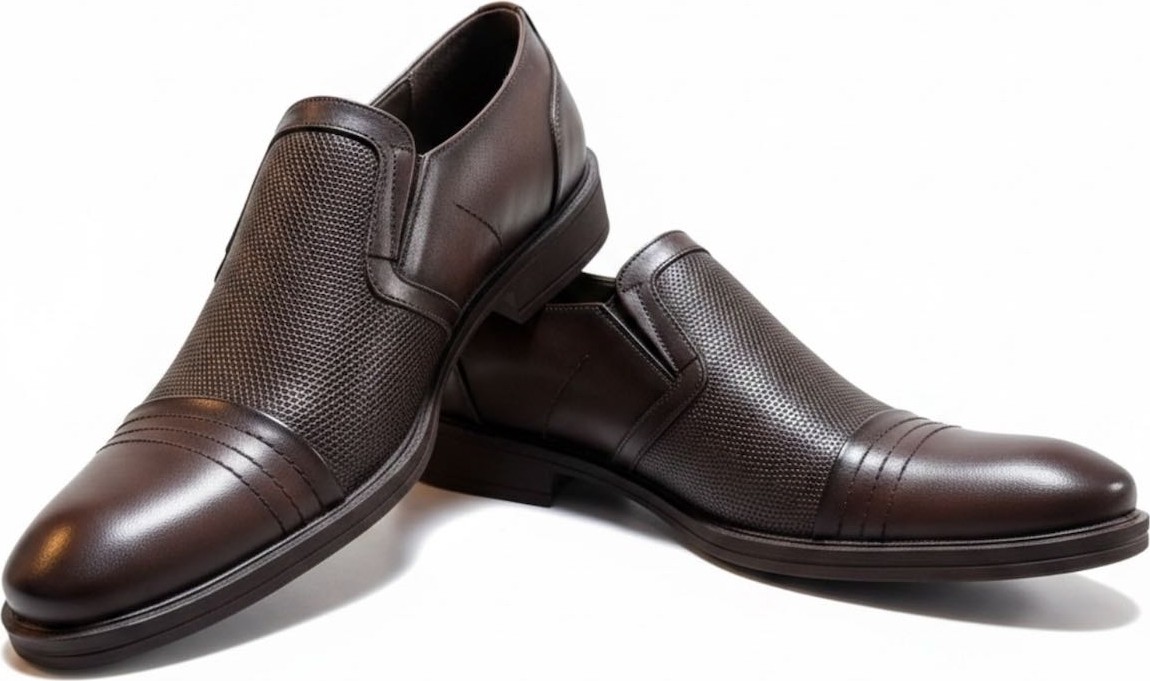 Zueofficial Erkek Hakiki Deri Klasik Ayakkabı Kahverengi Bağcıksız Günlük Loafer