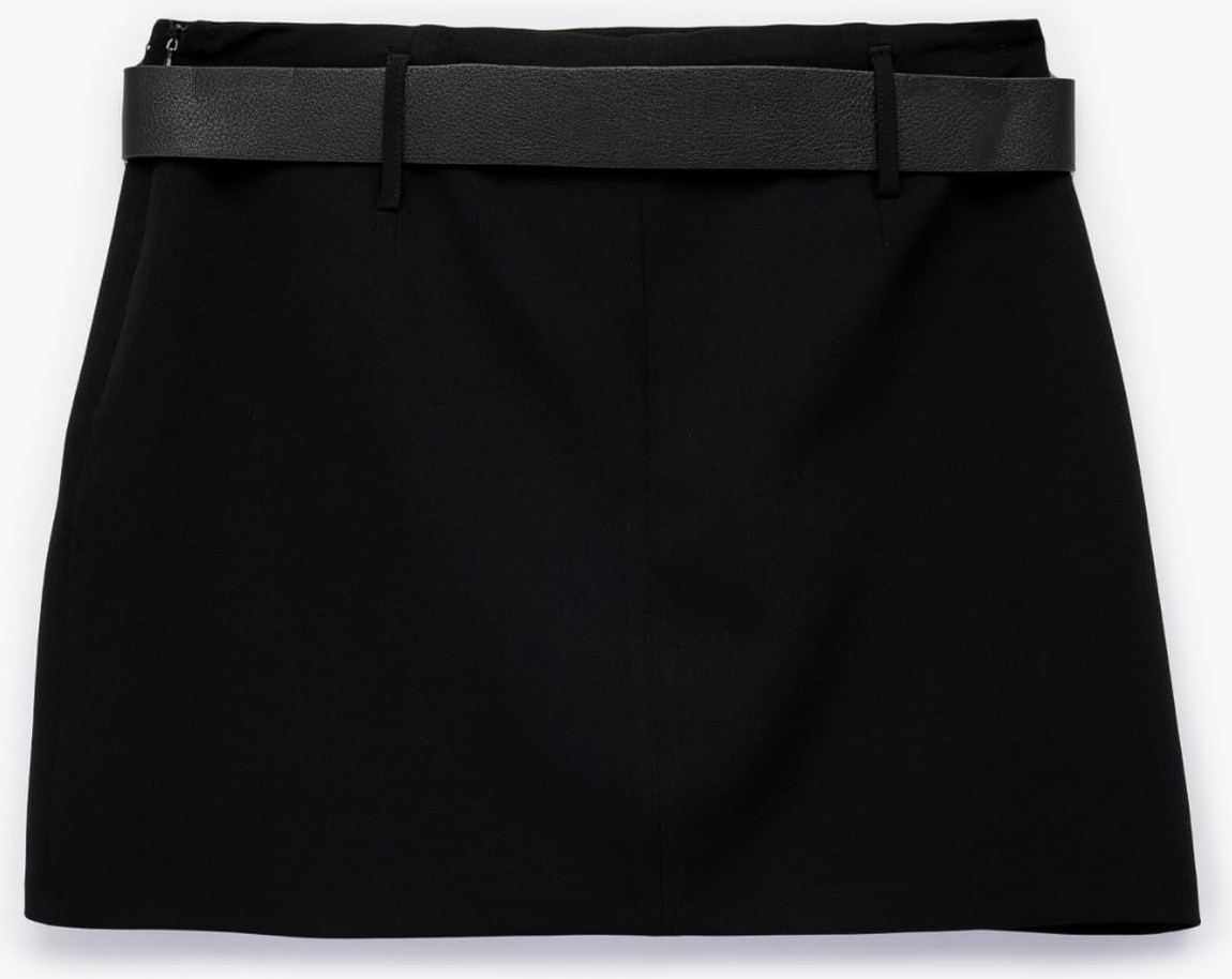 Die Grup Slim Fit A Kesim Kemerli Mini Etek görsel 5