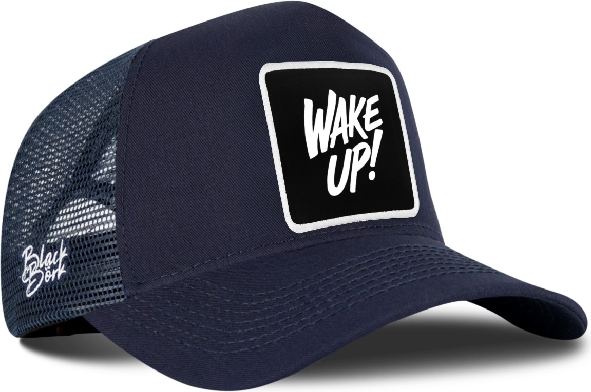 BlackBörk Wake Up Logolu Lacivert Trucker Şapka