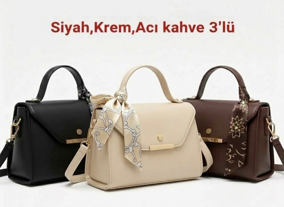 Arvelia Suni Deri Fular Detaylı Omuz &el Çantası(Fular Rengi Değişebilir)