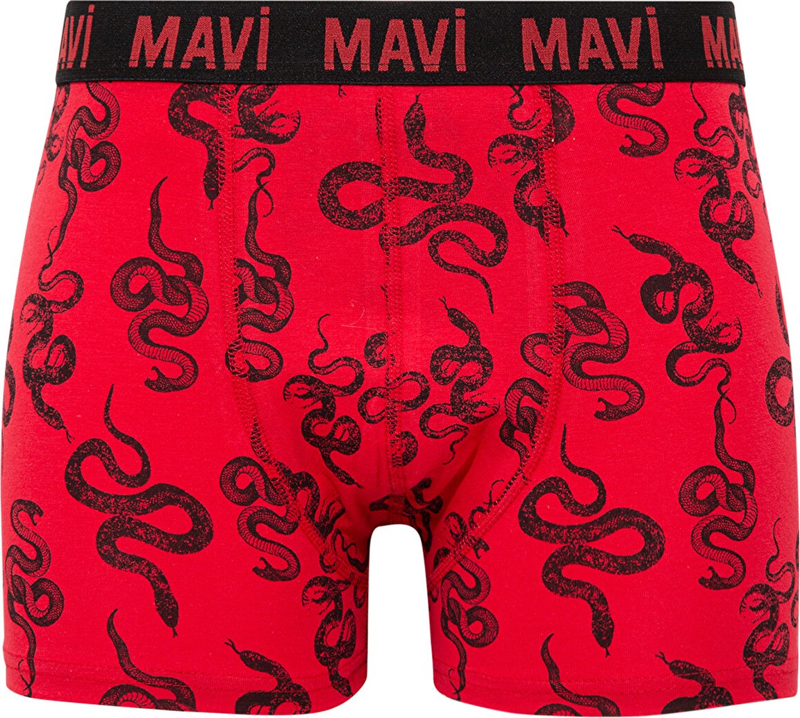 Mavi Yılan Baskılı Kırmızı Boxer Erkek Fitted Paça Tipi 1 Adet 0911056-82677