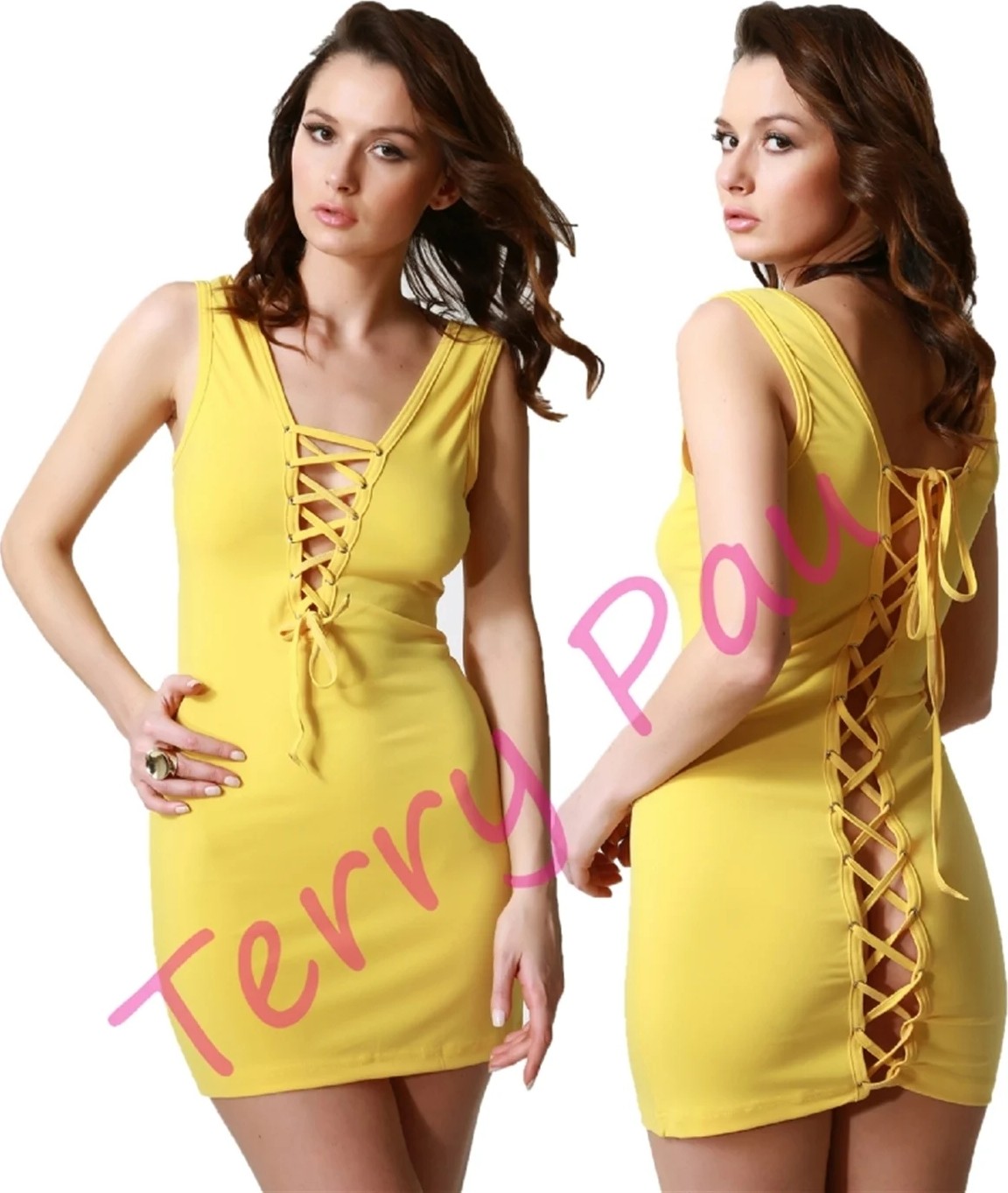 Alkasaz Terry Pau TP101192 Arkası Açık Fantezi Mini Elbise görsel 4